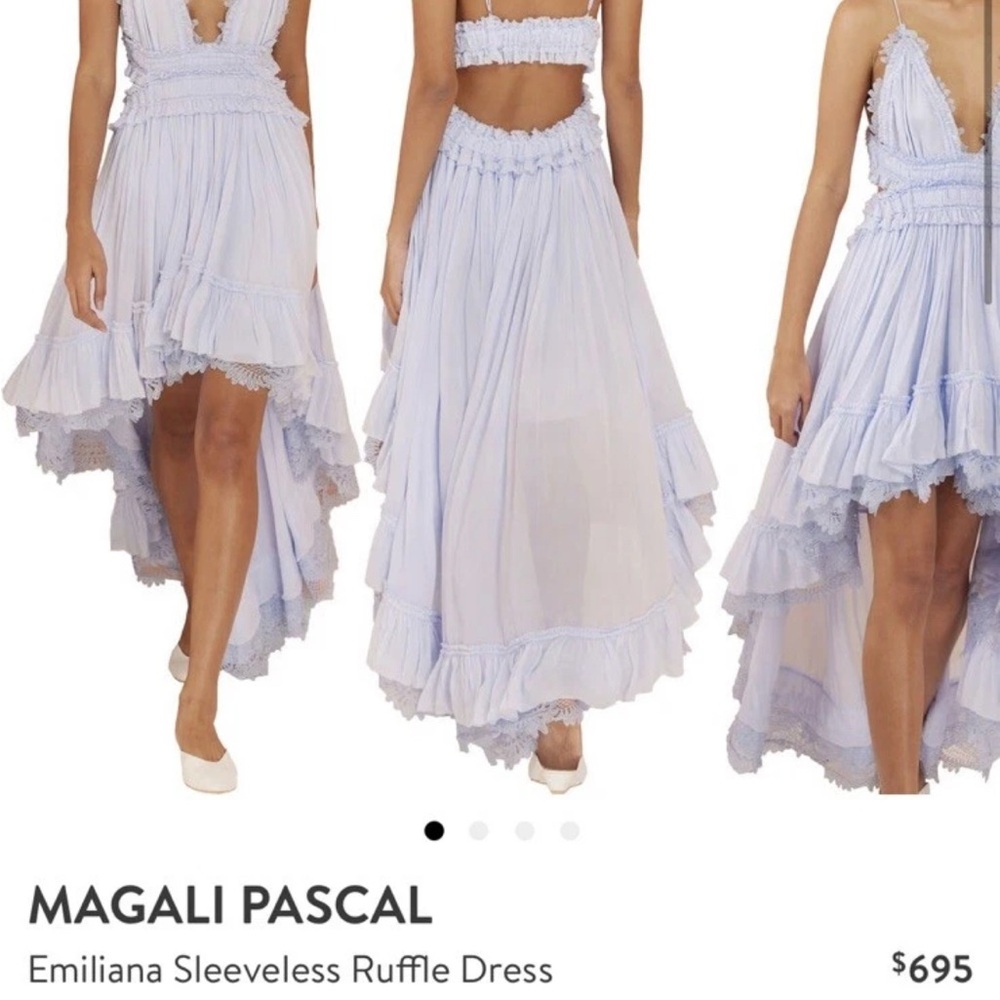 Magali Pascal Emiliana Sleeveless Ruffle Hi Low Dress - Light Blue